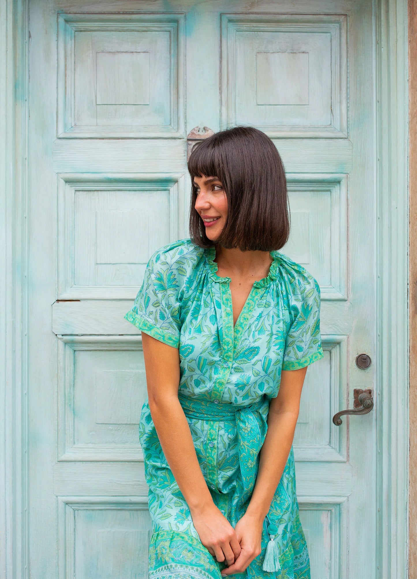 Bella Tu Camilla Shirt Dress-Green