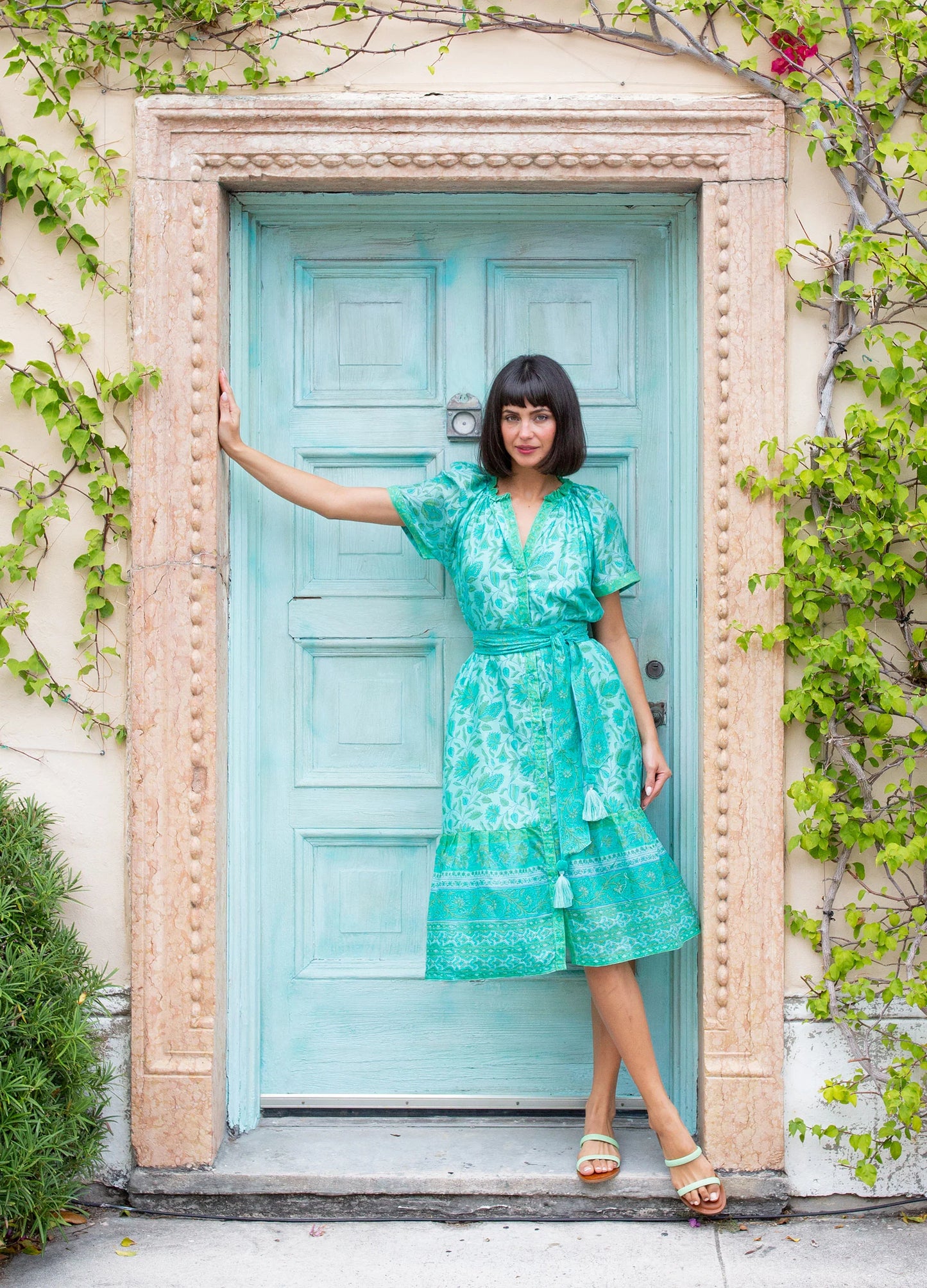 Bella Tu Camilla Shirt Dress-Green