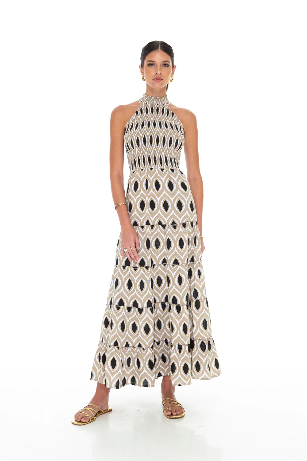 Phie Collective Oval Maxi Halter Dress Black