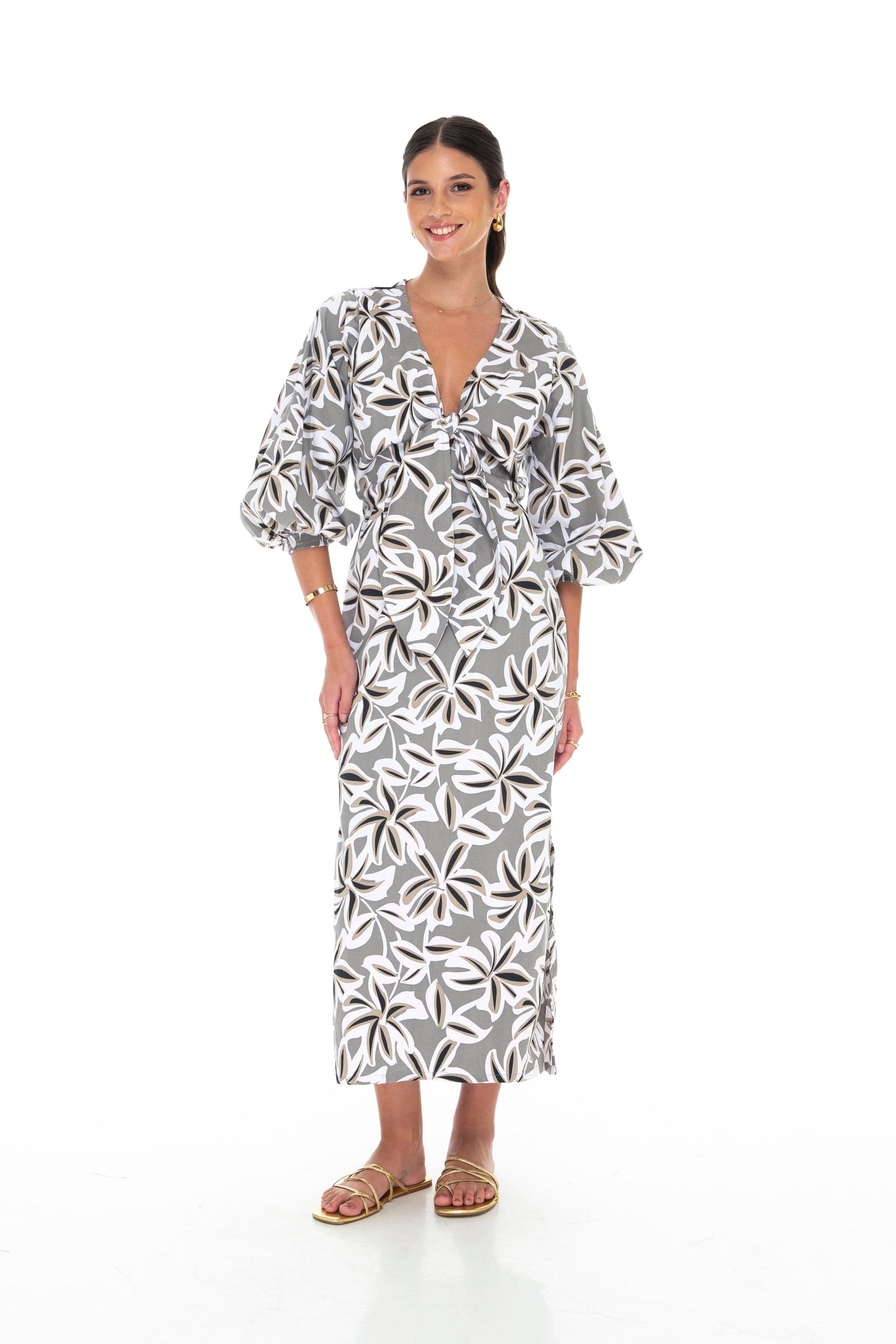 Phie Collective Flower Tie Front Dress Black