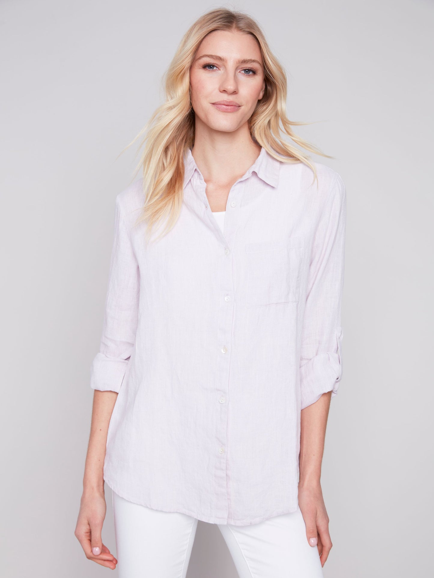 Charlie B Linen Shirt-Lavender