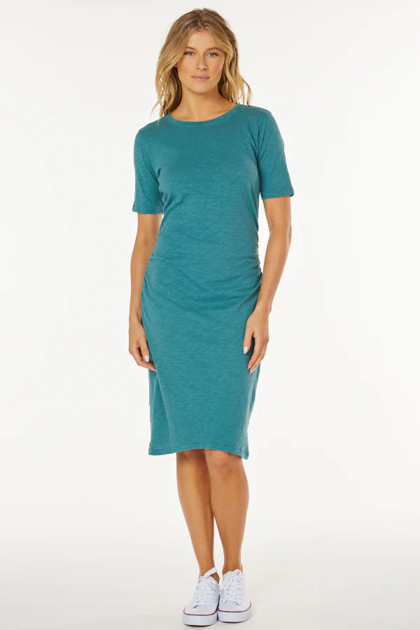 Mododoc S/S Gathered Sideseam Midi Dress