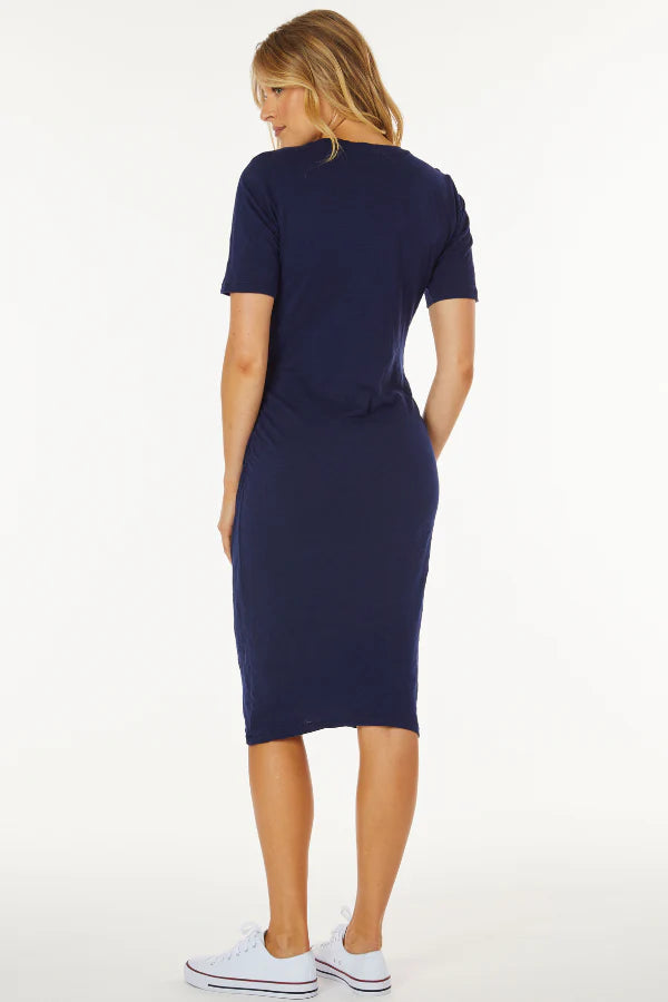 Mododoc S/S Gathered Sideseam Midi Dress