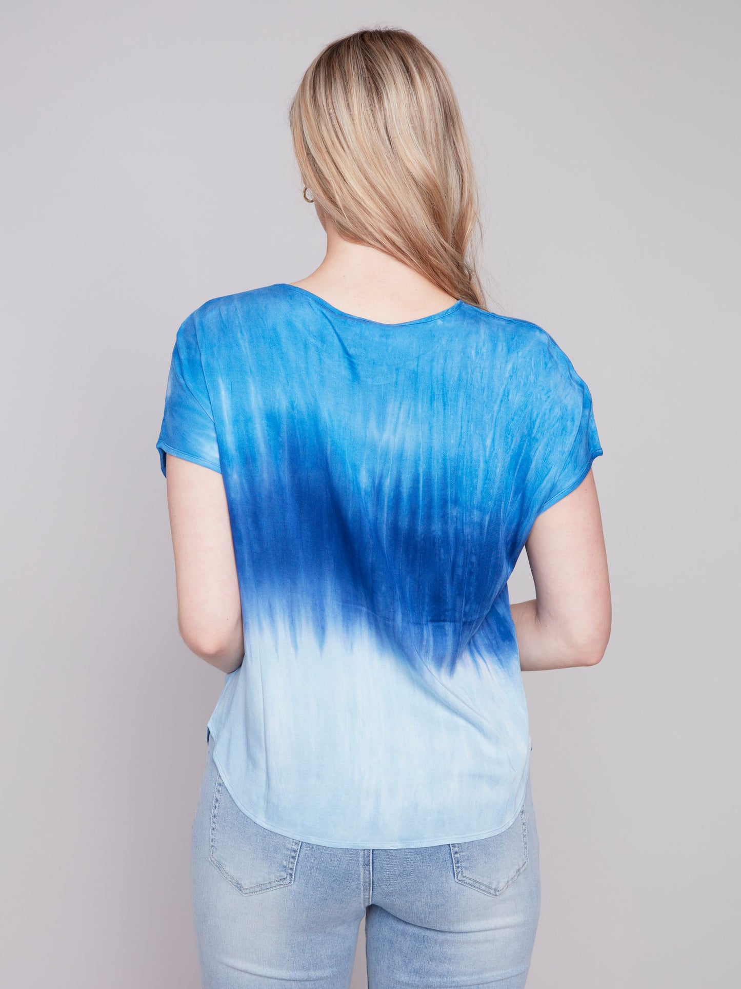 Charlie B Tie Dye Dolman Top -Sky