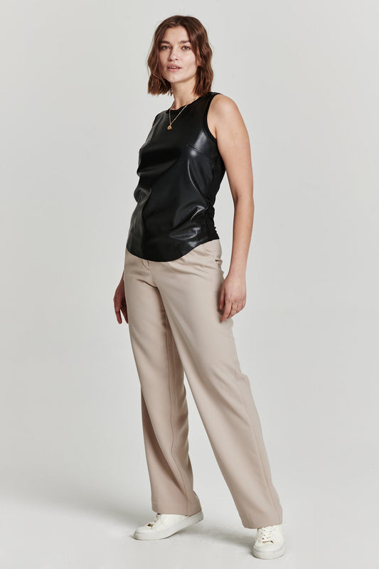 Another Love Carmela Vegan Leather Tank-Black