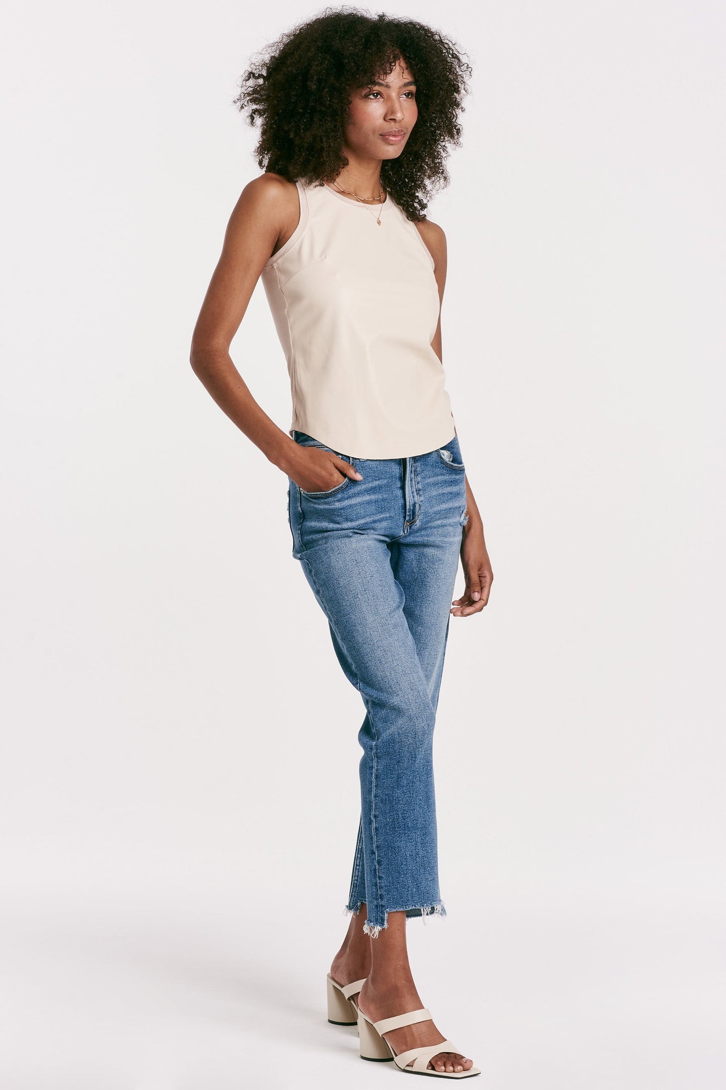 Another Love Carmela Vegan Leather Tank-Bone