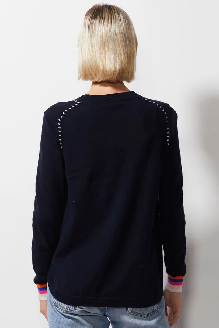 Zaket & Plover Handwork Curve Sweater Navy 6326