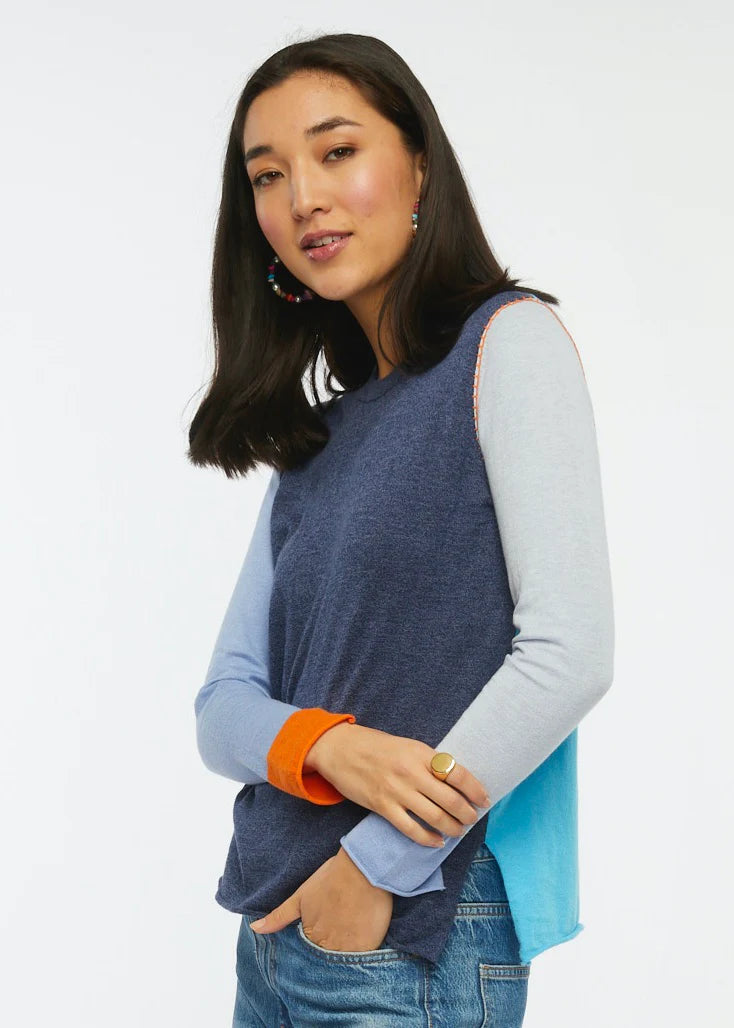 Zaket & Plover Colour Block Sweater-Denim