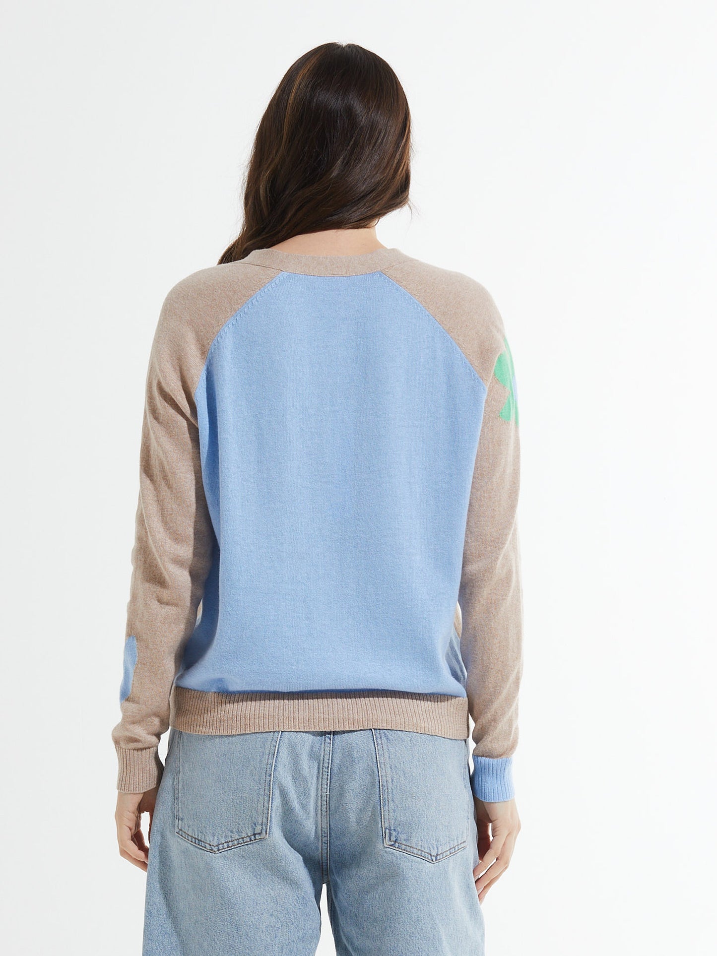 Zaket & Plover Flowers + Spots Cardigan Sweater Oat ZP7403