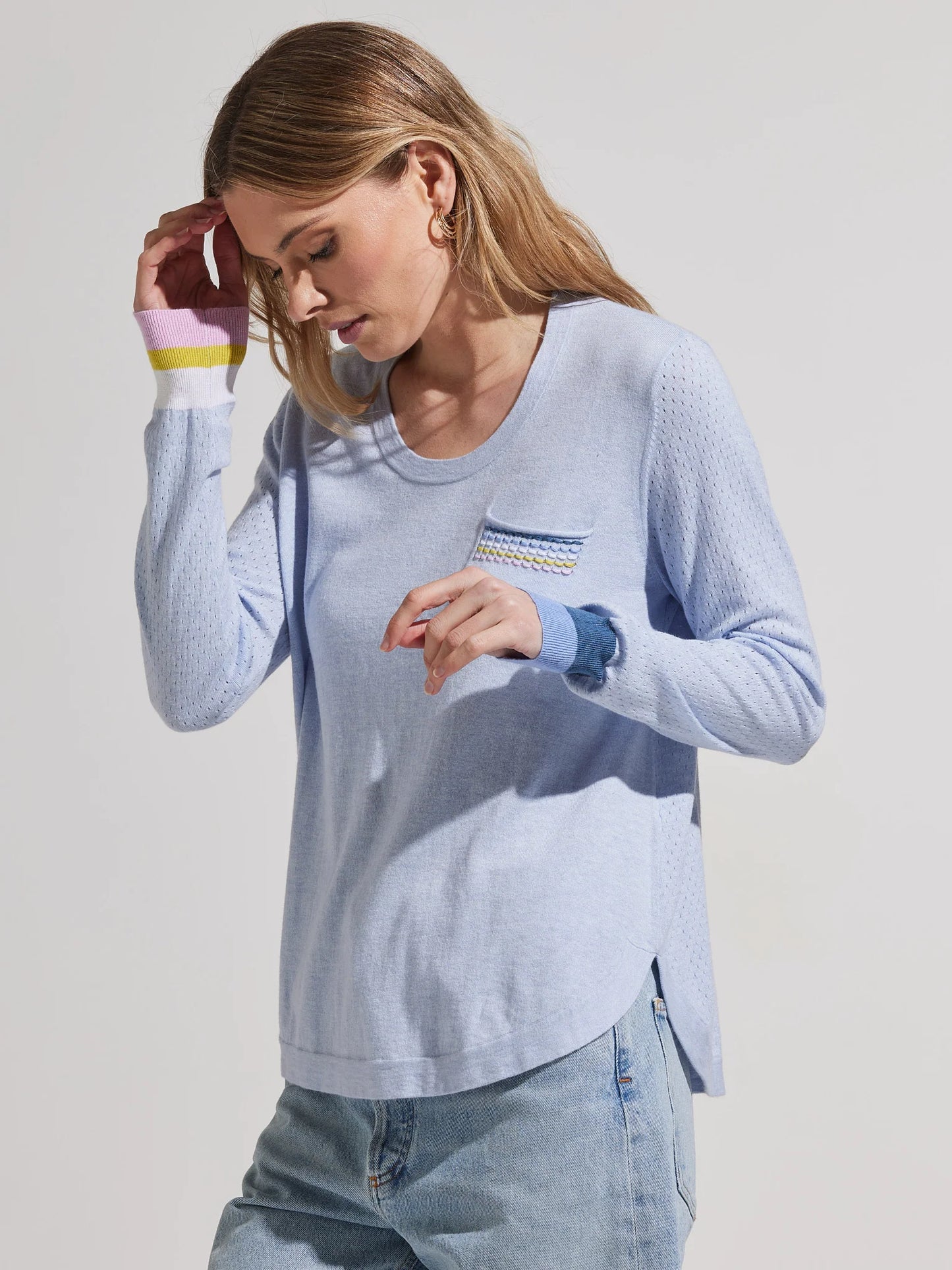 Zaket & Plover Pocket Detail Sweater Sky