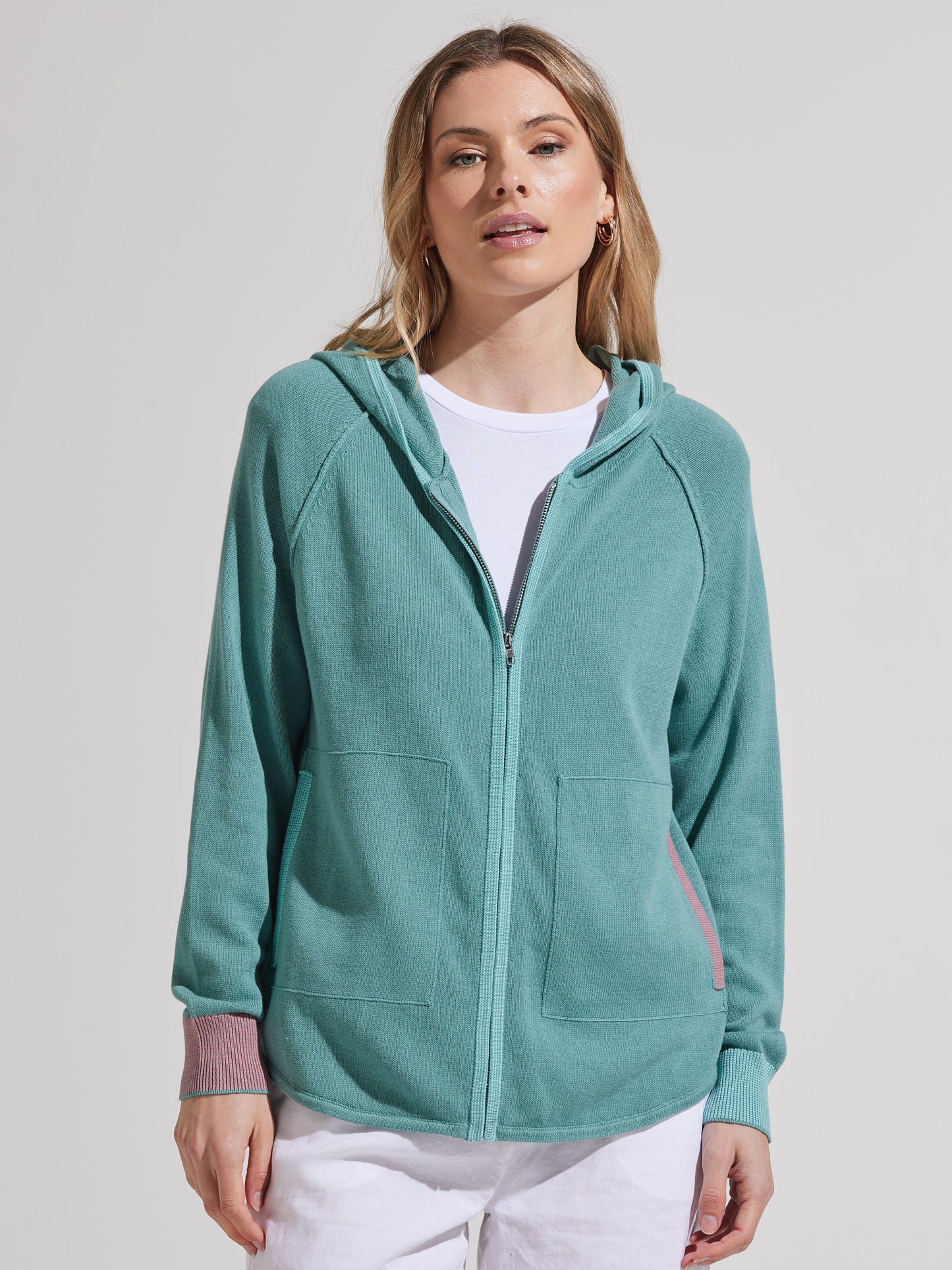 Zaket & Plover Chunky Cotton Hoodie Sage ZP7455