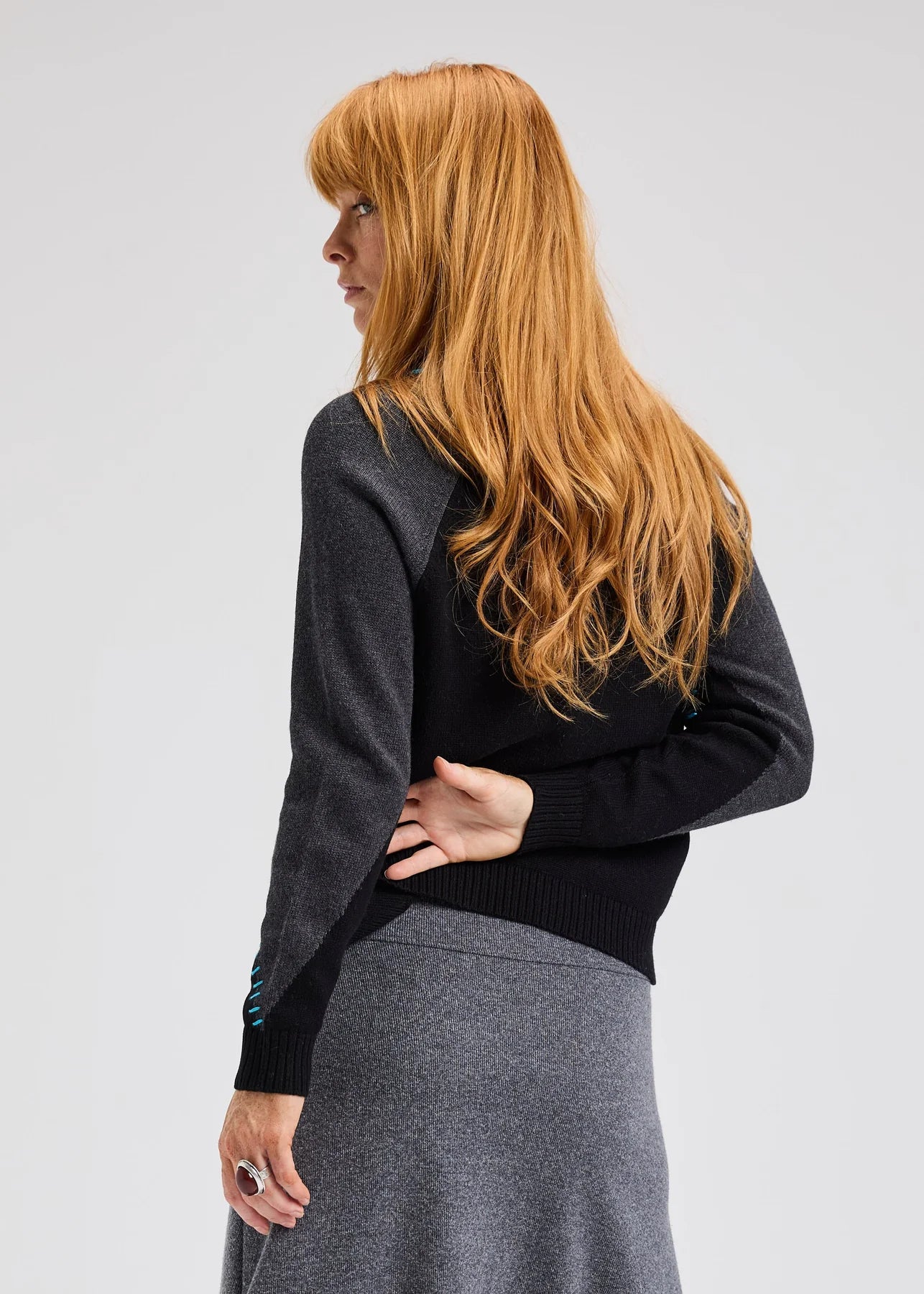 Paneled Cardi Sweater Black