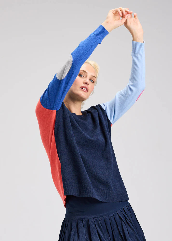 Zaket & Plover Elbow Intarsia Sweater - Dark Denim
