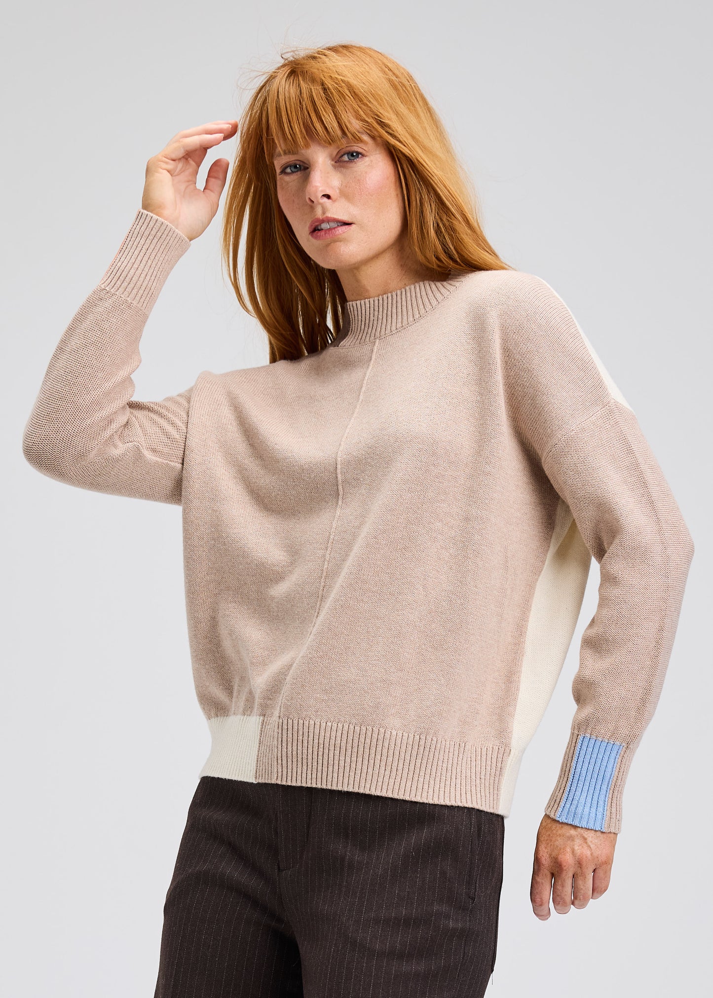 Zaket & Plover Color Block Trim Sweater Oat