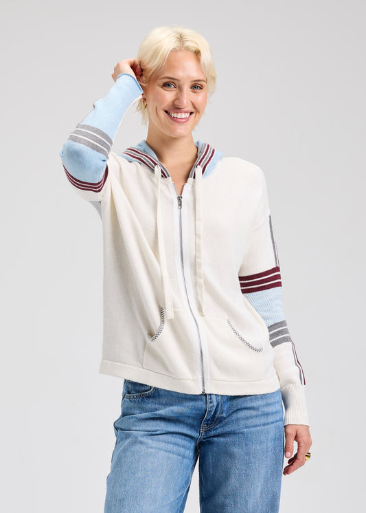 Zaket & Plover Multi Media Zip Hoodie Creamy White