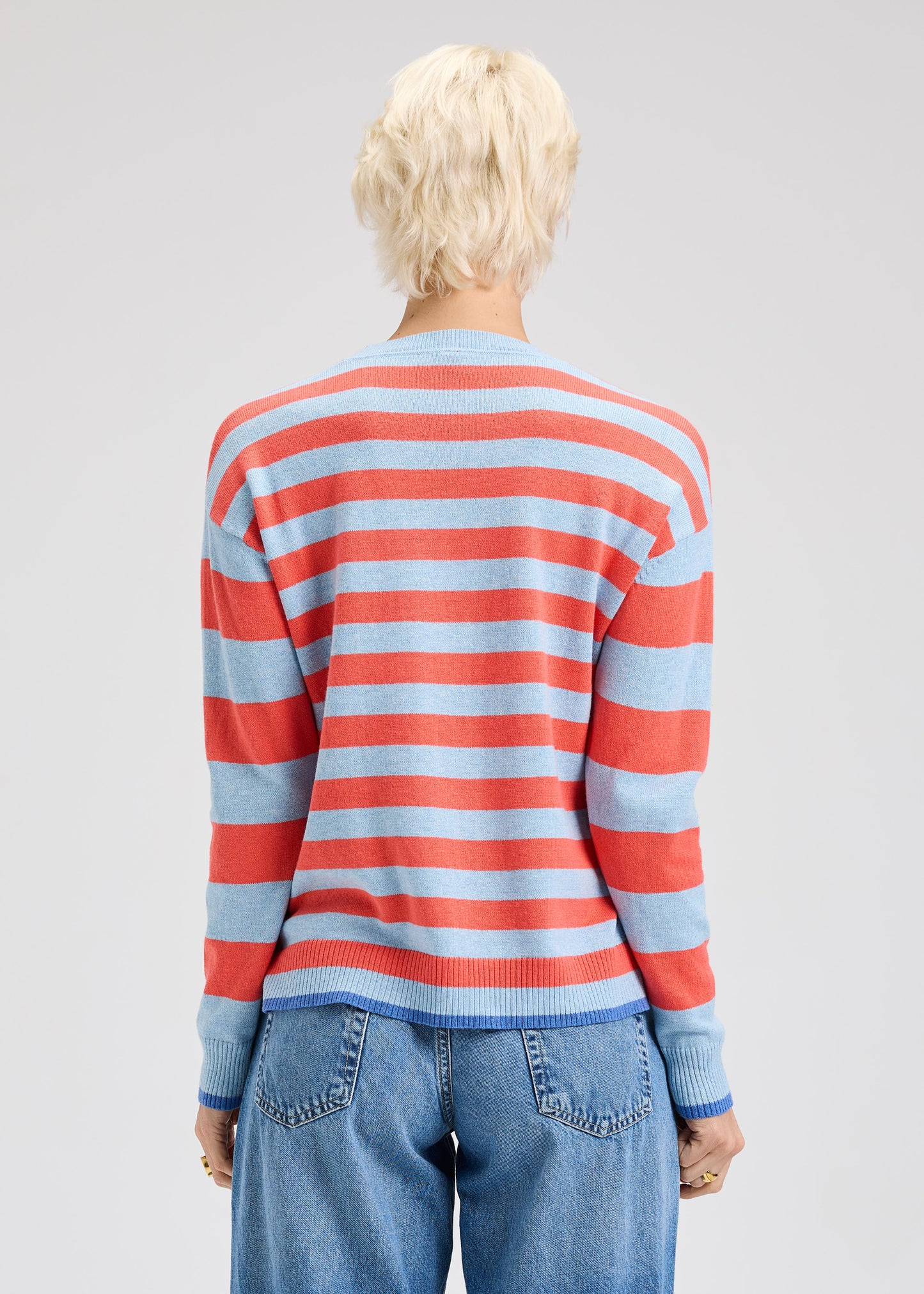 Zaket & Plover Multi Stripe Crew - Sky