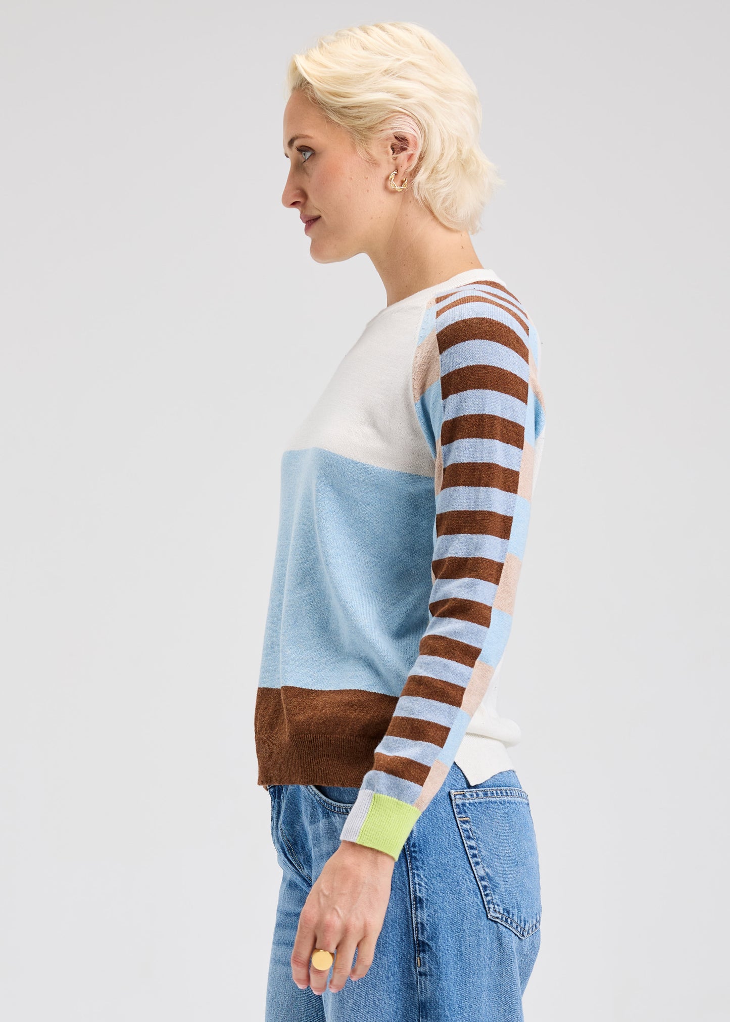 Zaket & Plover Color Block Sweater White Mix