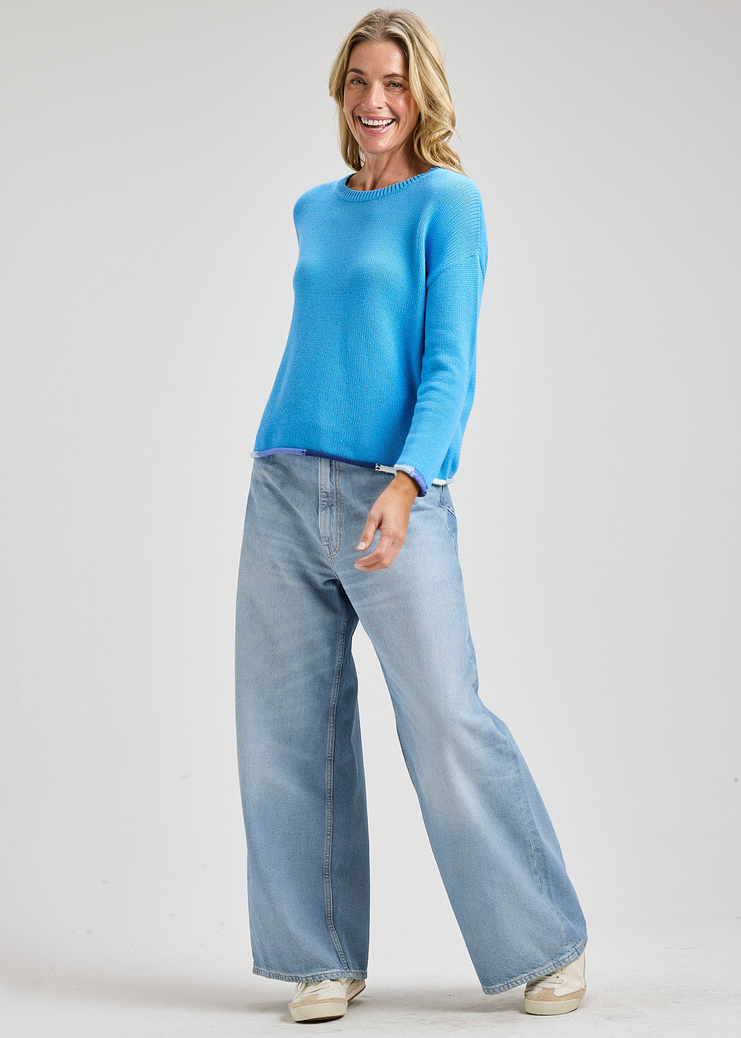 Zaket & Plover Bottom Detail Sweater - Azure