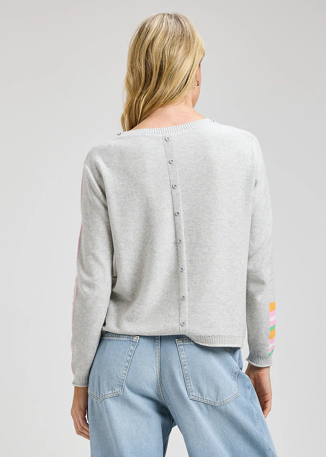 Zaket & Plover Roll Trim Sweater Lt Marl