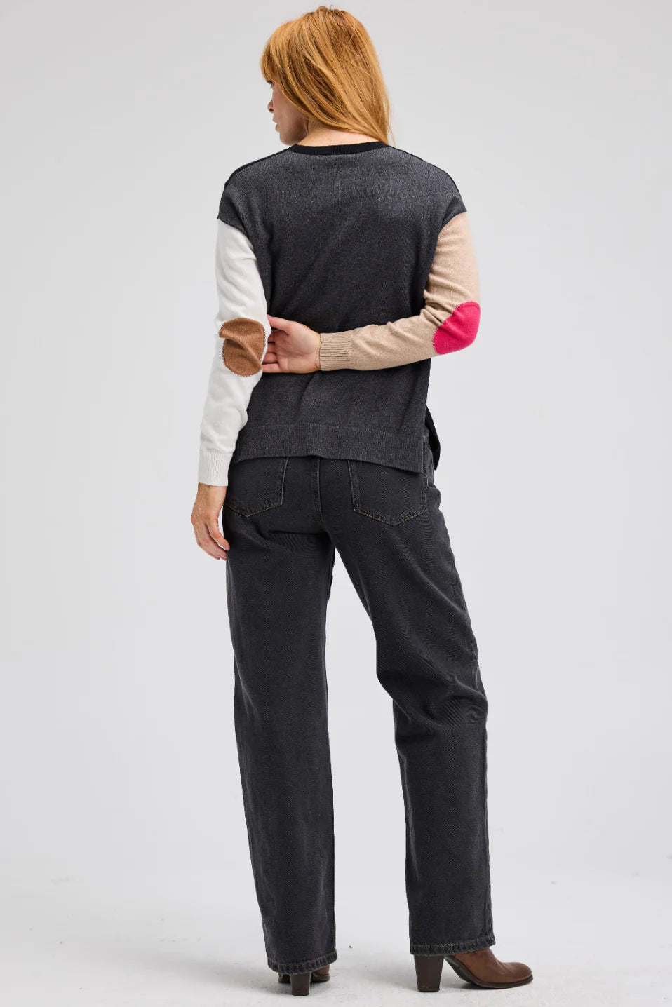 Zaket & Plover Elbow Intarsia Sweater - Black