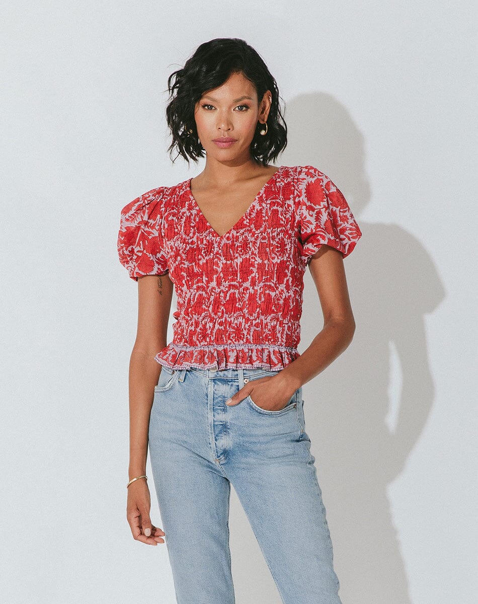 Cleobella Bella Top-Red Flora