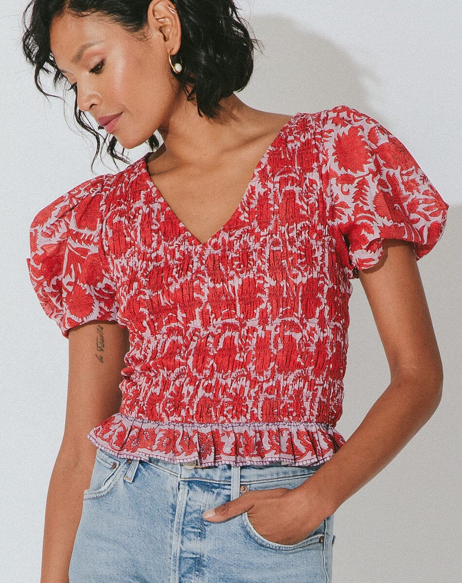 Cleobella Bella Top-Red Flora