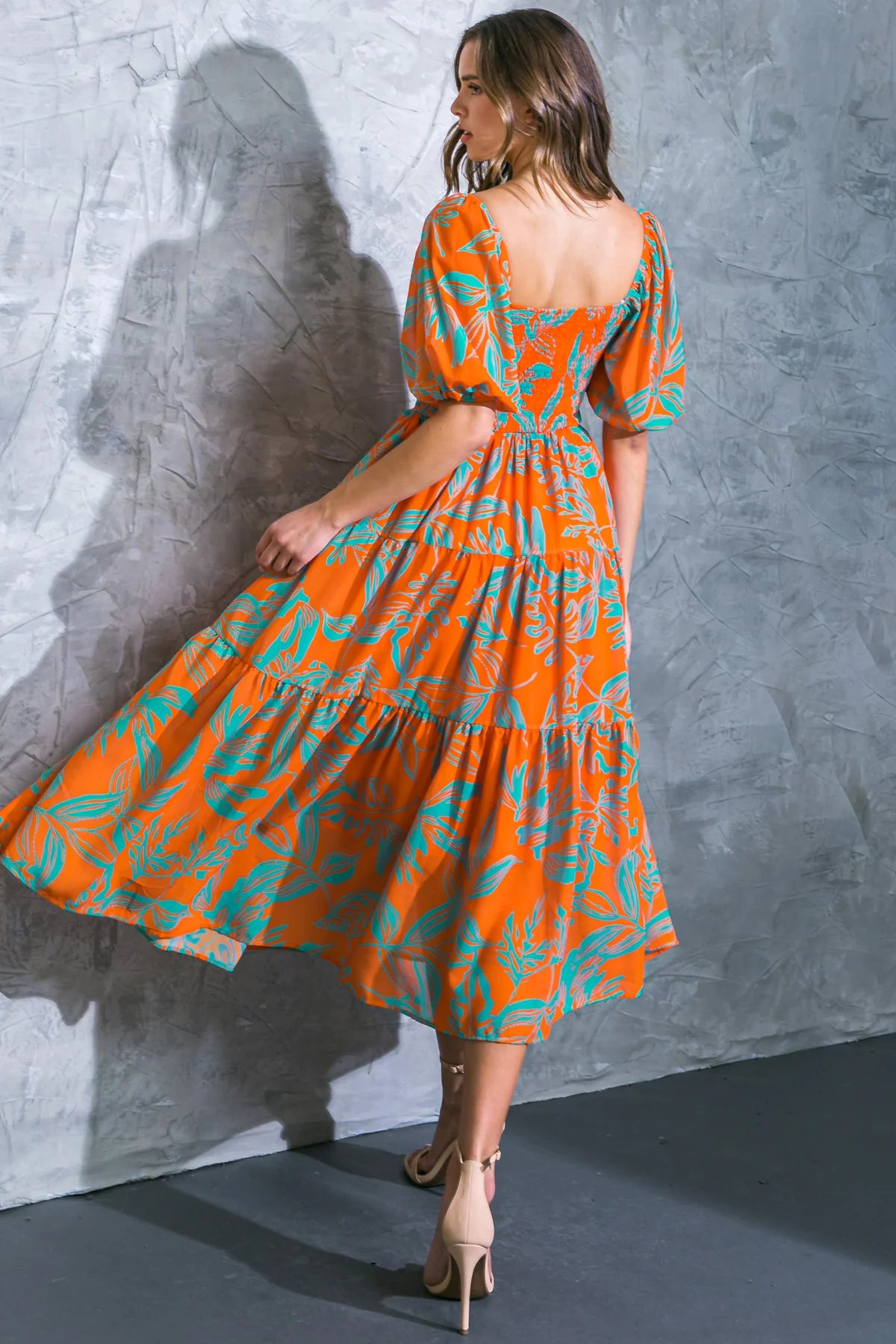 Remarkable Midi Dress-Rust/Turquoise