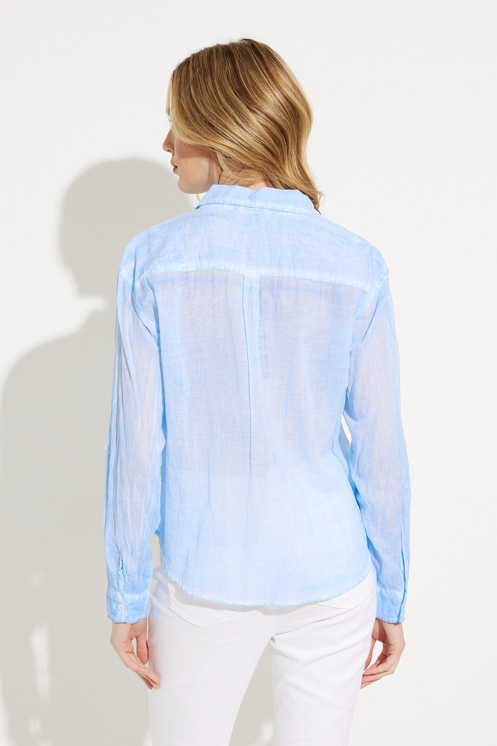Charlie B Cotton Voile Button Down Blouse Cerulean