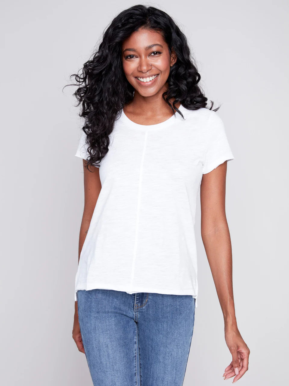 Charlie B Organic Cotton Slub Knit T-Shirt - White