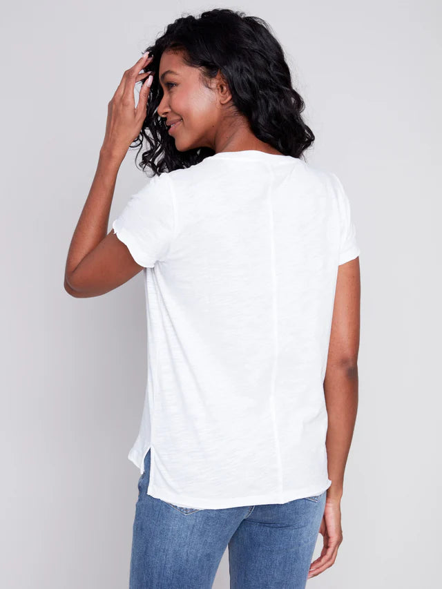 Charlie B Organic Cotton Slub Knit T-Shirt - White