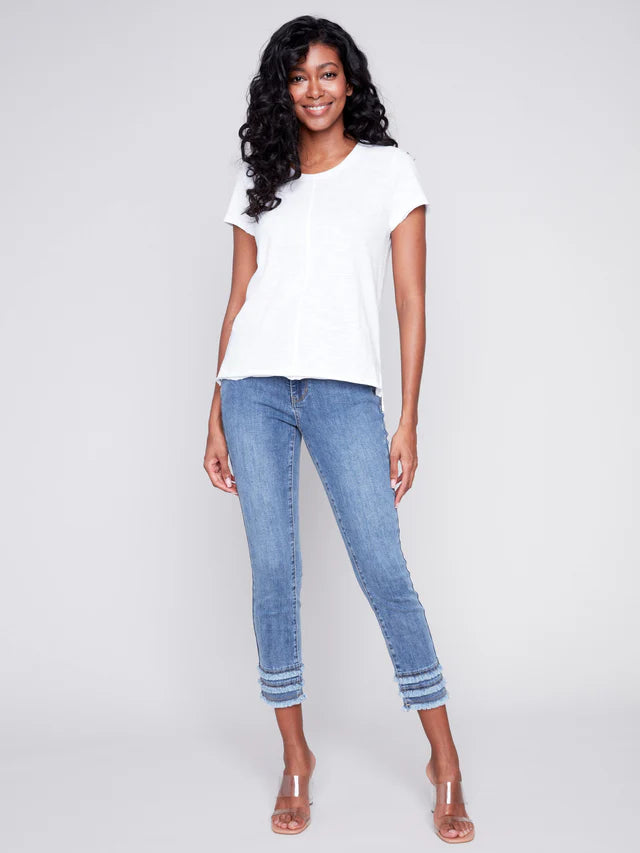 Charlie B Organic Cotton Slub Knit T-Shirt - White
