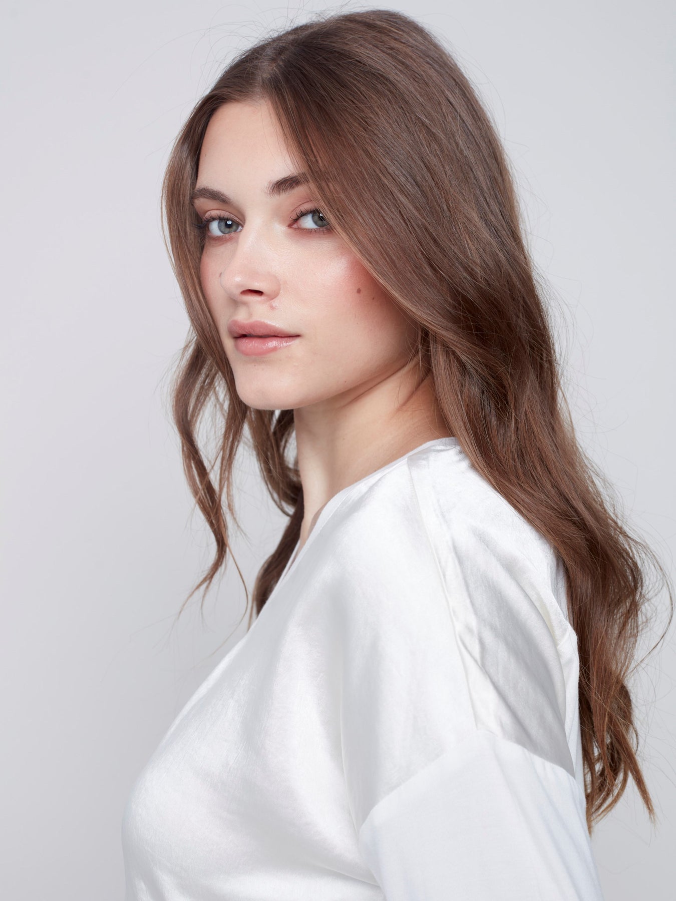 Charlie B Satin and Jersey Knit Top