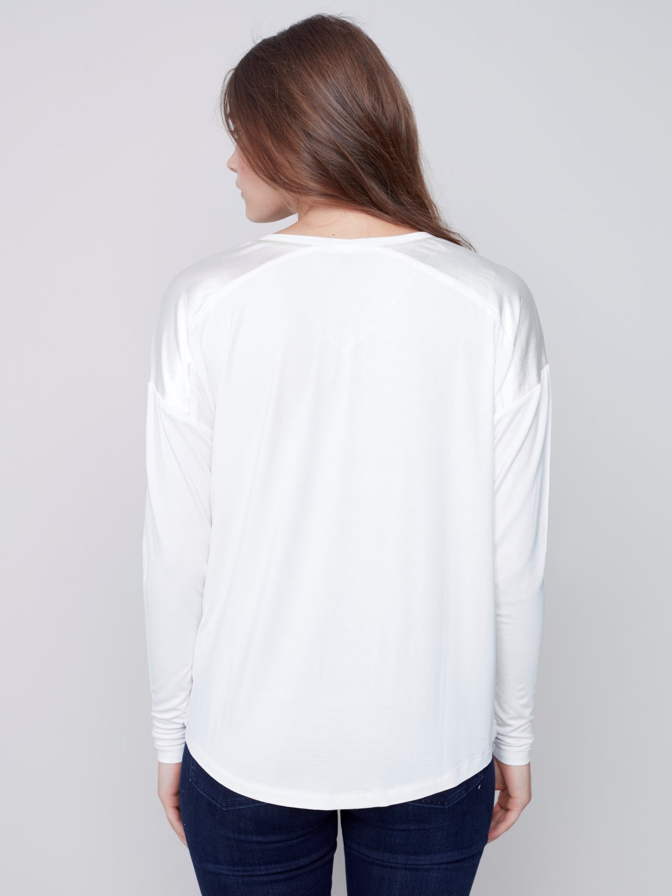 Charlie B Satin and Jersey Knit Top