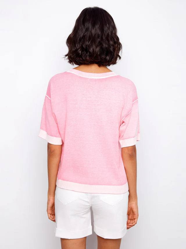 Charlie B S/S Reverse Print Sweater
