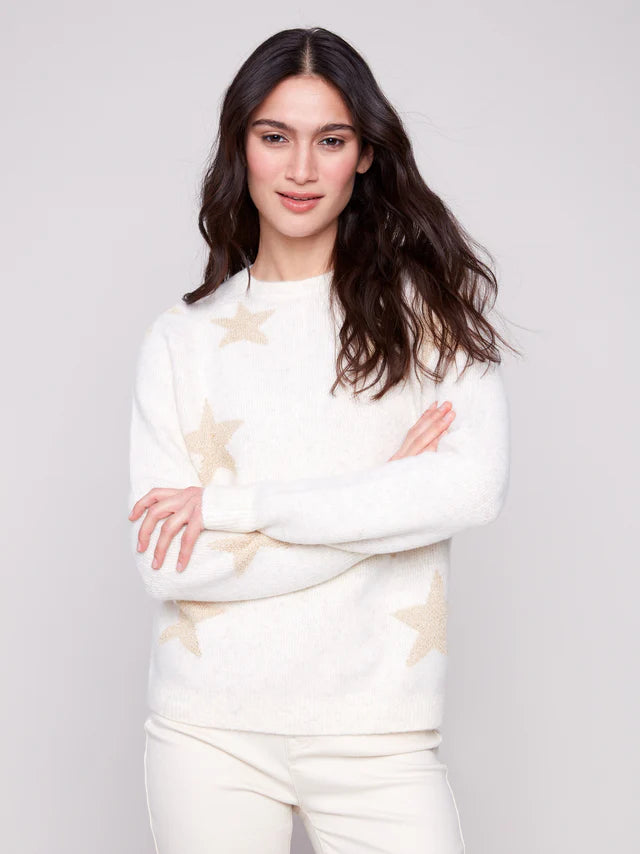 Charlie B Star Jacquard Lurex Sweater - Stars
