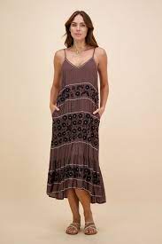 Rubyyaya S/L Charlotte Midi Dress-Chocolate