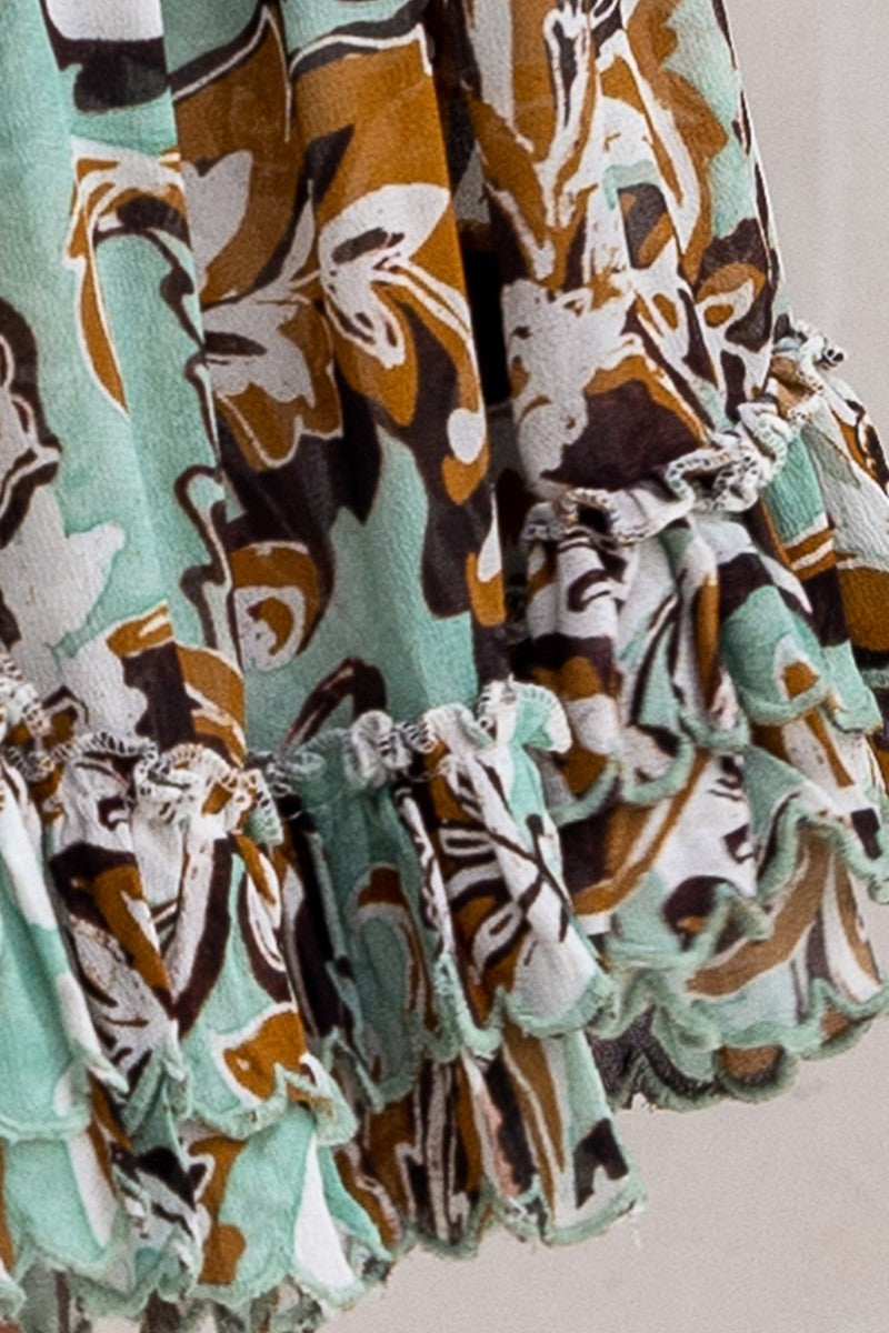Miss June Angelica Mini Dress-Aqua/Brown