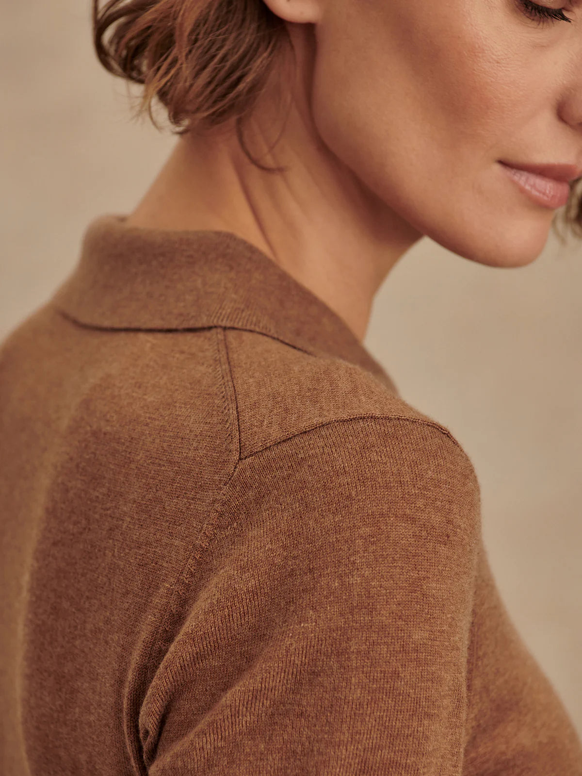 Varley Toni Fine Knit Polo - Deep Sand