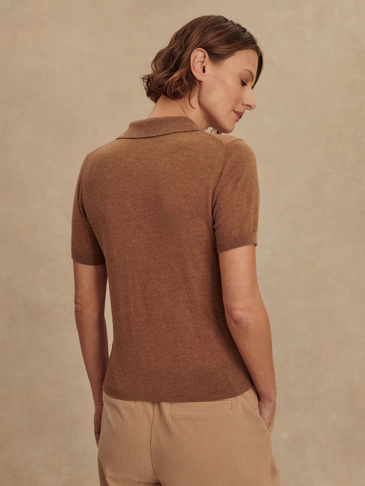 Varley Toni Fine Knit Polo - Deep Sand