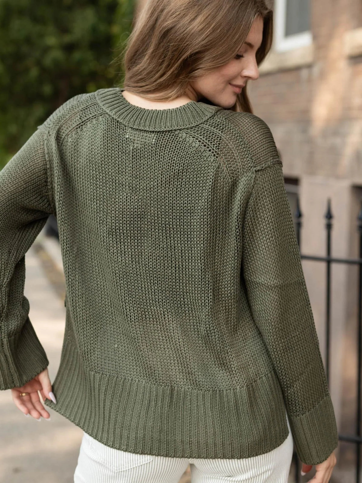 Elan Crew Neck Sweater | Light Olive