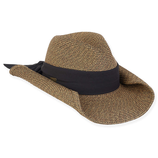 Rodeo Drive Cowgirl Paper Straw Hat-Black Tweed