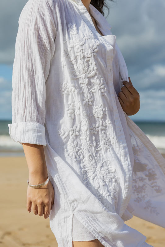 Siganka Butterfly Duster Dress-White