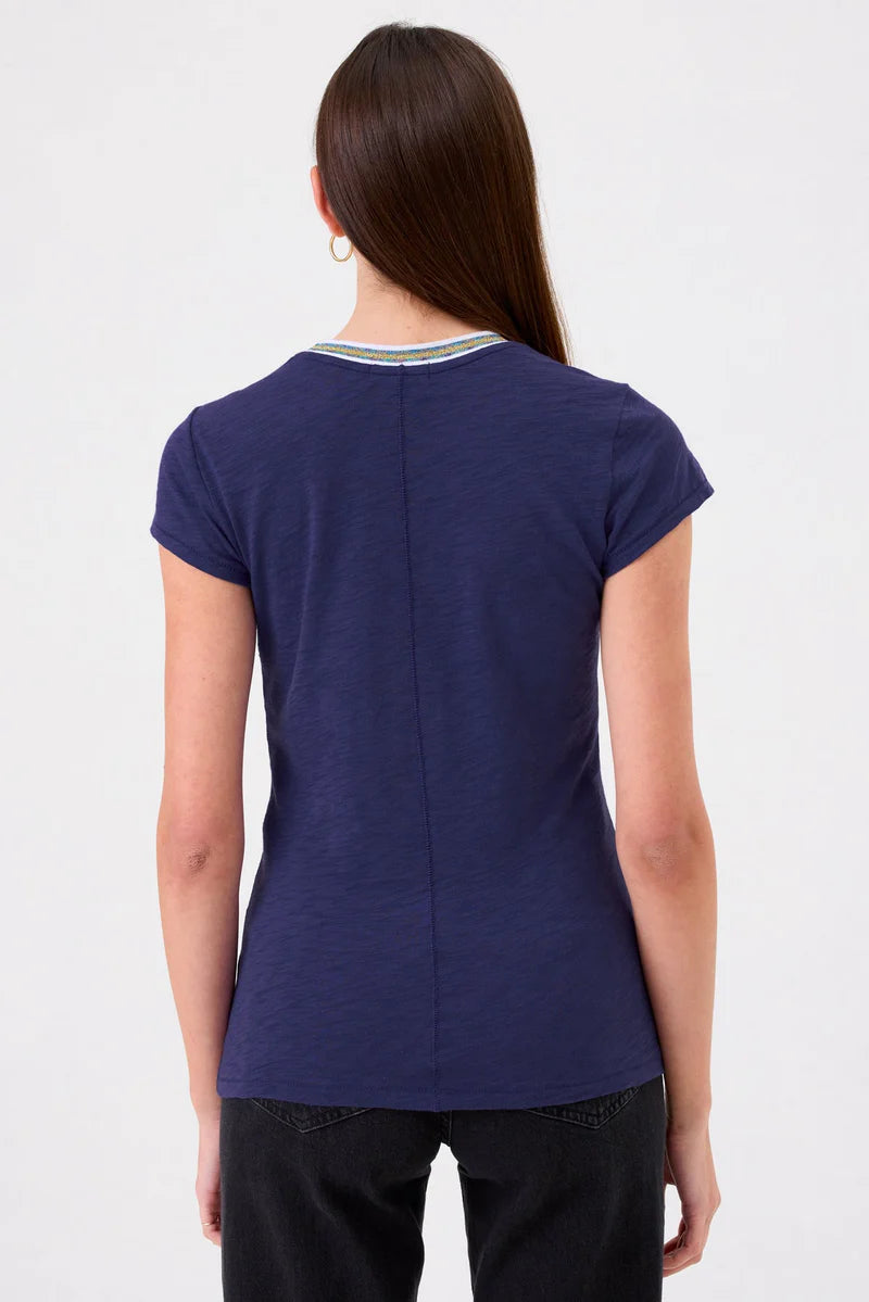 Goldie Metallic Tipped Ringer - Navy