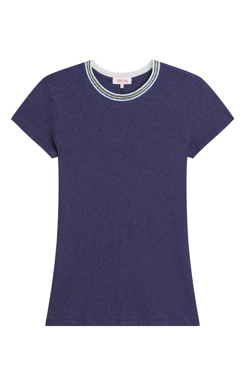 Goldie Metallic Tipped Ringer - Navy