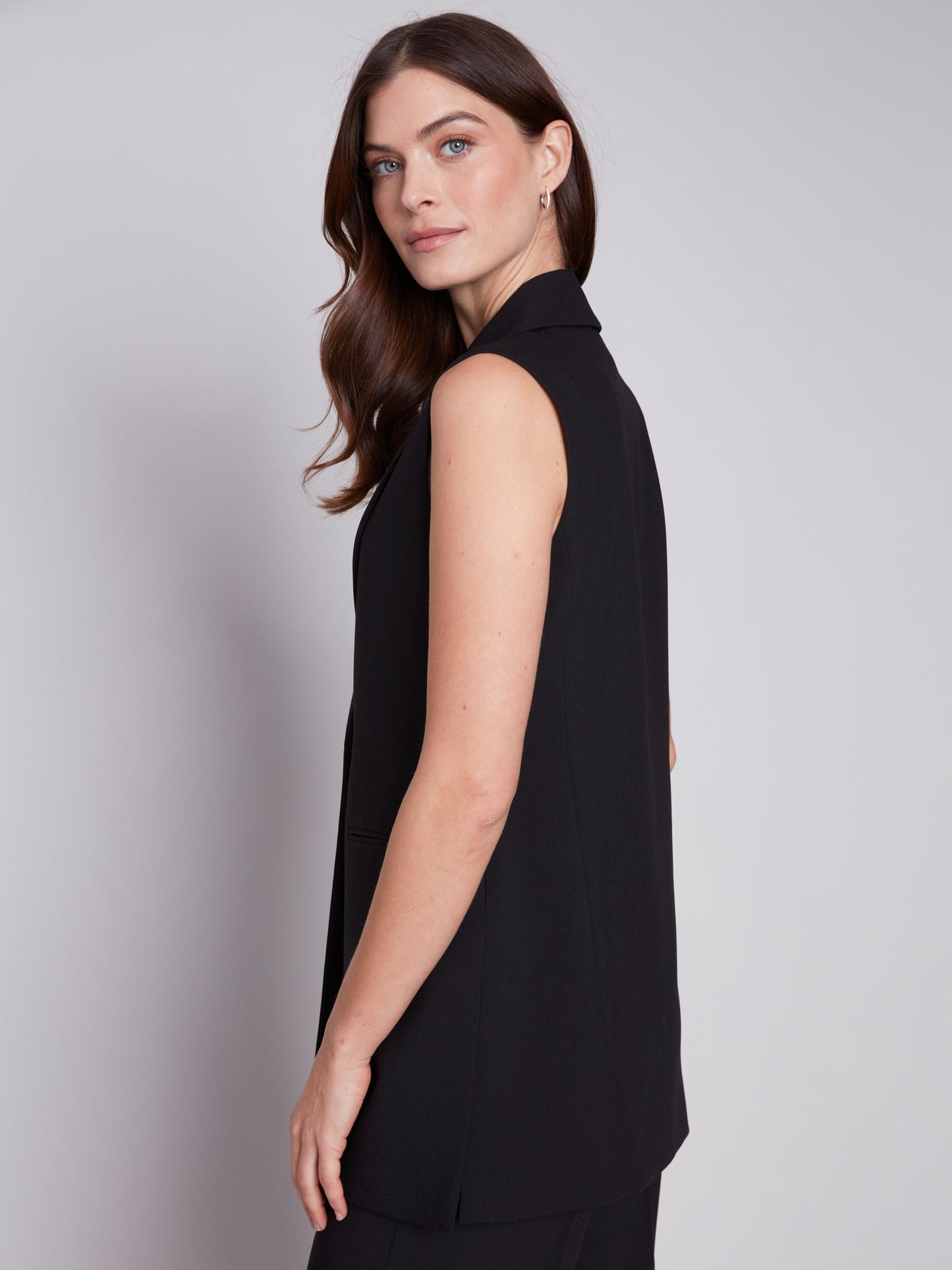 Charlie B Black Sleeveless Tailored Vest - Noir/Black