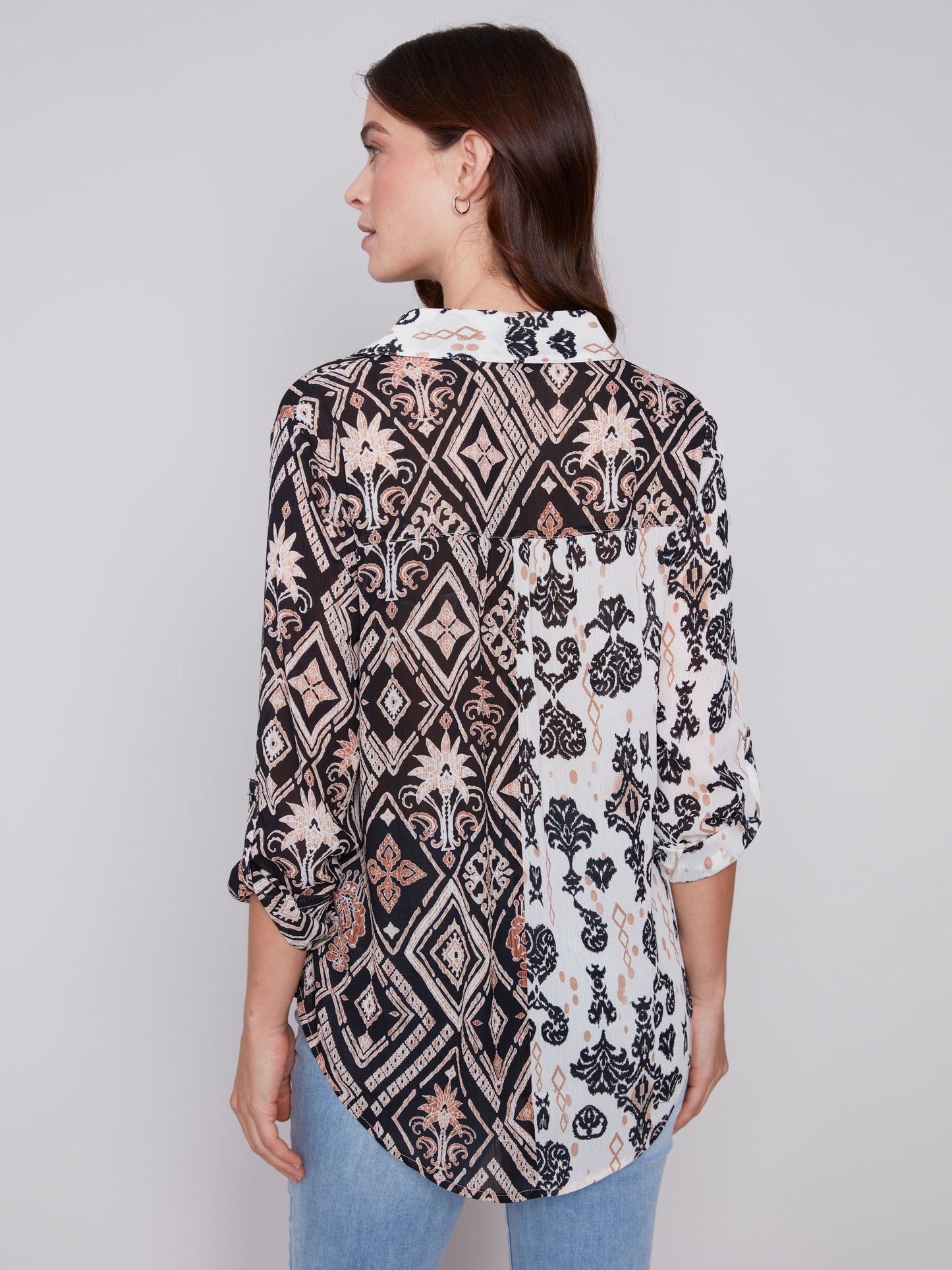 Charlie B Crinkle Georgette Blouse - Damask