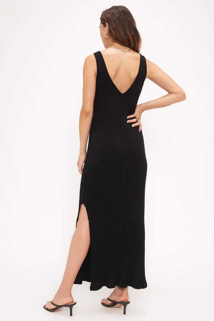 Project Social Laguna O-Ring Easy Fit Sweater Rib Dress-Black