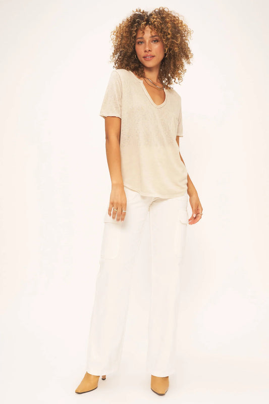 Project Social  Sophia Pocket V-Neck Tee-French Smoke