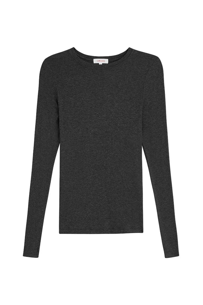 Goldie Ribbed Long Sleeve Tee Heather Charcoal