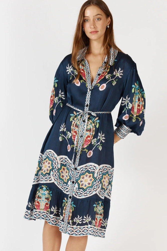 Rubyyaya Garcia Midi Dress - Navy